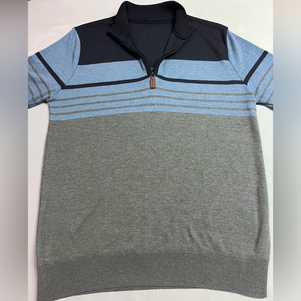 Men's Lightweight Half-Zip Knitted Sweater, Long Sleeve Pullover Size Large - Picture 3 of 8
